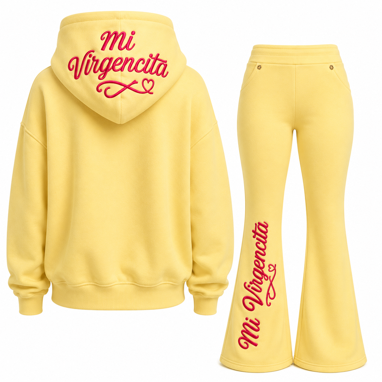 Mi Virgencita Luxe Fleece Embroidered Sweatsuit 💛🩷